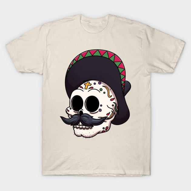 Male Dia De Los Muertos Sugar Skull T-Shirt by TheMaskedTooner